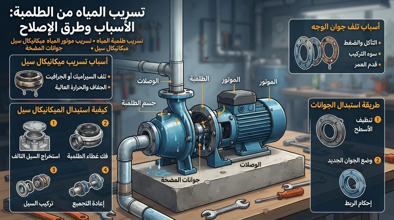 تسريب المياه من الطلمبة الأسباب وطرق الإصلاح