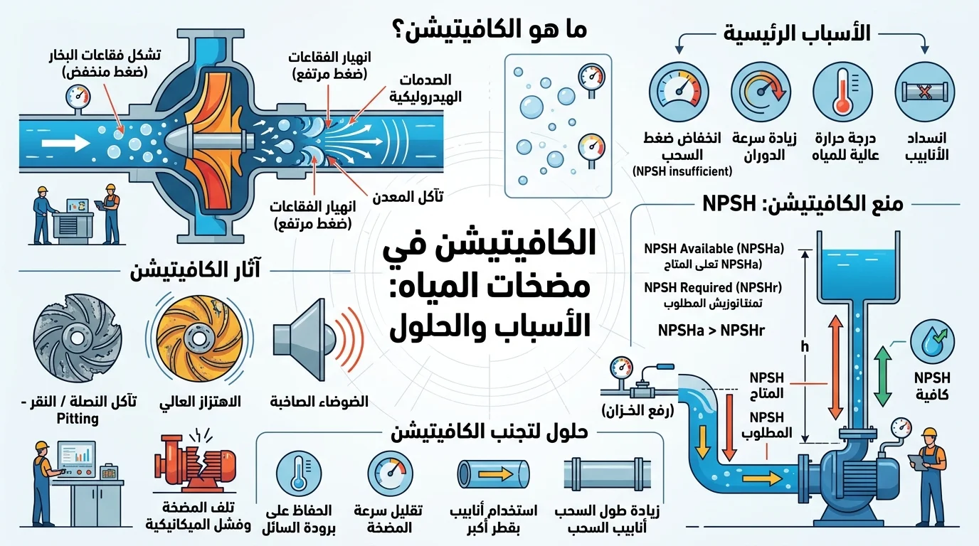 شقق للبيع في عمان الكافيتيشن في مضخات المياه الأسباب والحلول