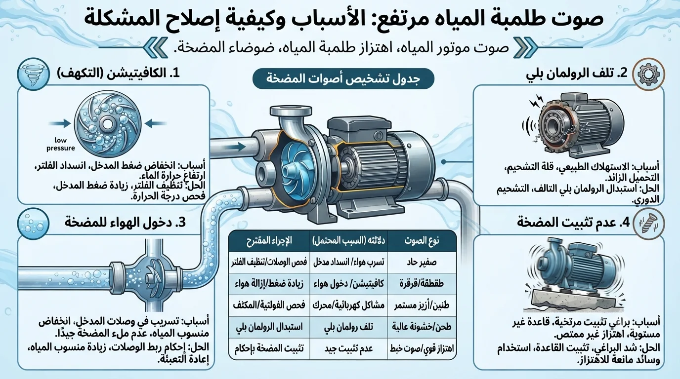 صوت طلمبة المياه مرتفع الأسباب وكيفية إصلاح المشكلة