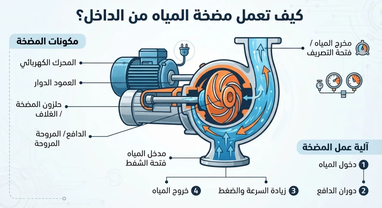 كيف تعمل مضخة المياه من الداخل؟