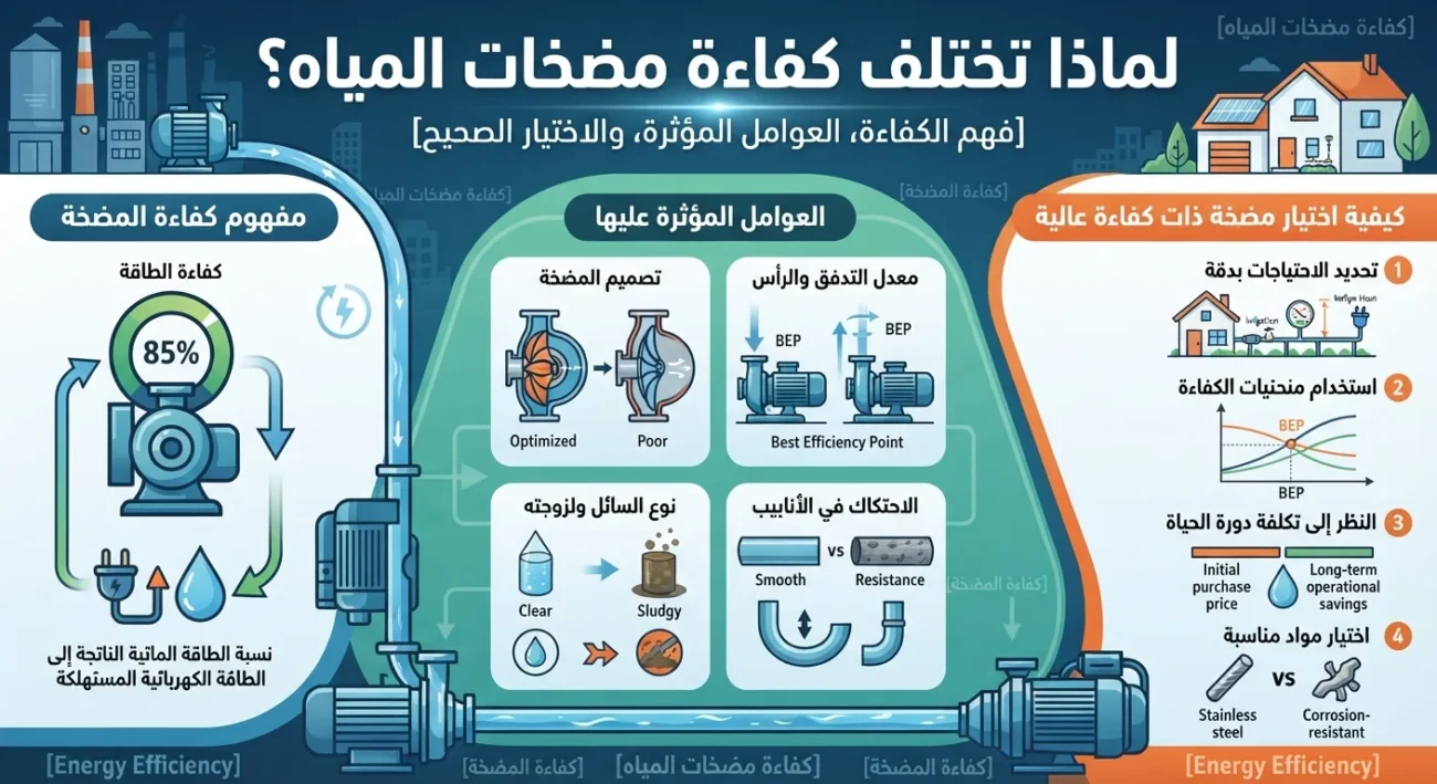 لماذا تختلف كفاءة مضخات المياه؟