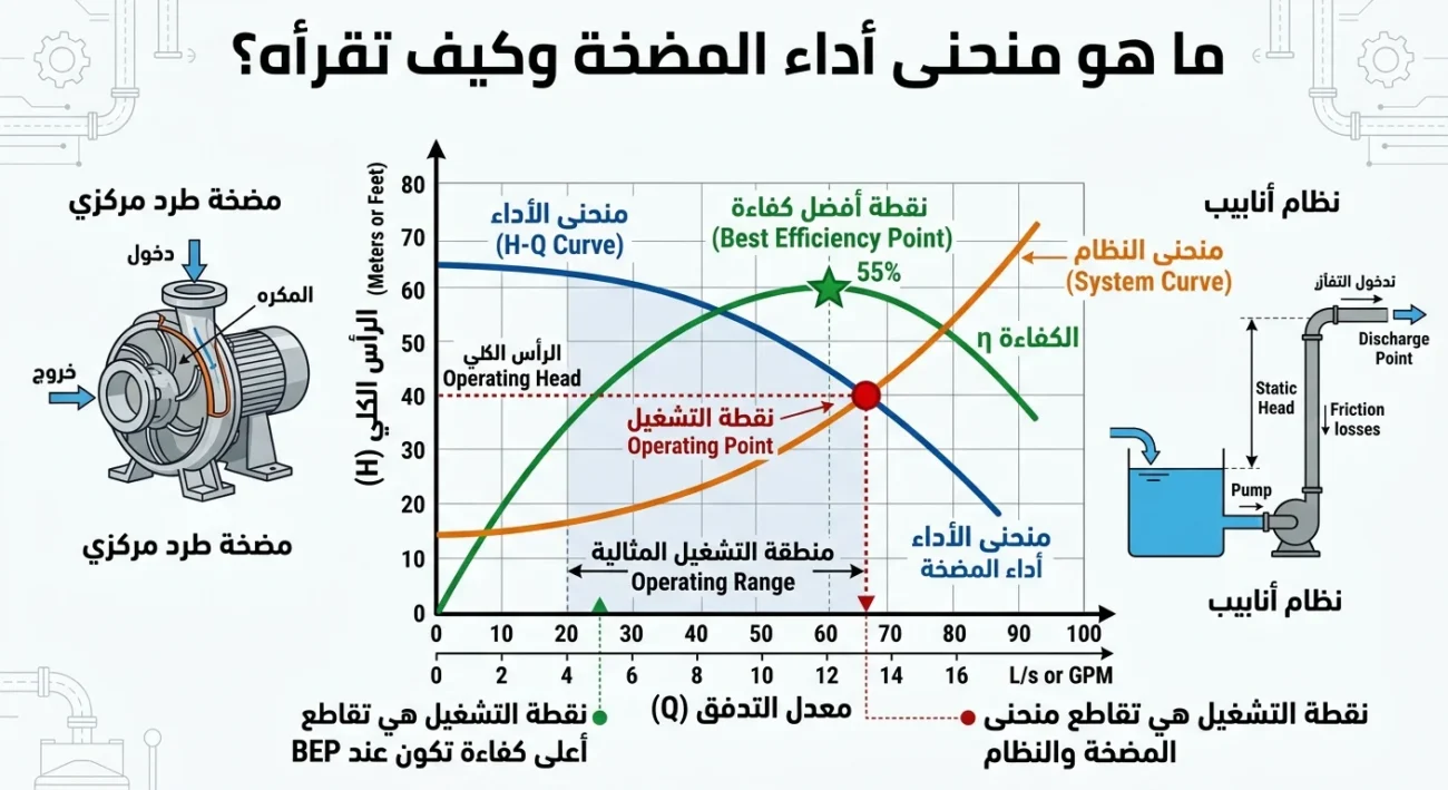 ما هو منحنى أداء المضخة وكيف تقرأه؟